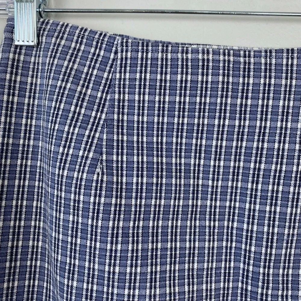 Faded Glory Stretch Plaid Mini Skirt Blue White Y2K Vintage Academia Size Medium